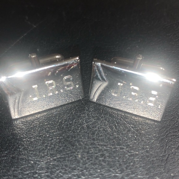 Silver Swank cufflinks Engraved JRS - Picture 1 of 3